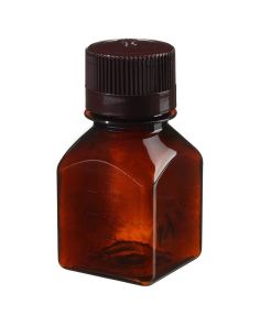 Thermo Scientific 322021-0125 Nalgene Square Amber PETG Media Bottles with Closure: Nonsterile, Shrink-Wrapped Trays, 125 mL - Amber (Case of 96)