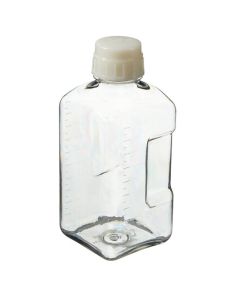 Thermo Scientific 342020-2000 Nalgene Square PETG Media Bottles with Closure: Sterile, Shrink-Wrapped Trays, 2000 mL - Clear (Case of 12)