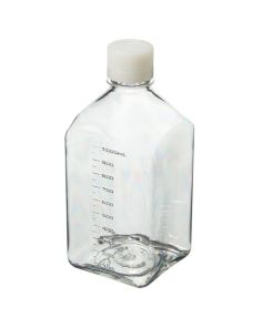 Thermo Scientific 342020-1000 Nalgene Square PETG Media Bottles with Closure: Sterile, Shrink-Wrapped Trays, 1 L - Clear (Case of 24)
