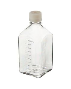 Thermo Scientific 342023-1000 Nalgene Square PETG Media Bottles with Septum Closure: Sterile, Shrink-Wrapped Trays, 1 L - Transparent (Case of 24)