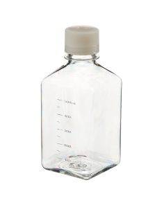 Thermo Scientific 342023-9500 Nalgene Square PETG Media Bottles With Septum Closure: Sterile, Shrink-Wrapped Trays, 500 Expanded - Transparent (Case of 48)