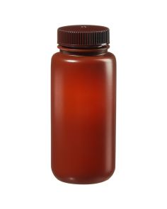 Thermo Scientific 312184-0016 Nalgene Wide-Mouth Translucent Amber HDPE Packaging Bottles with Closure: Bulk Pack, 500 mL - Translucent Amber (Case of 125)