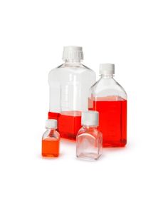 Thermo Scientific 2019-0030 Nalgene Square PETG Media Bottles with Closure, 30 mL - Clear (Case of 96)