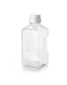 Thermo Scientific 2019-2000 Nalgene Square PETG Media Bottles with Closure, 2000 mL - Clear (Case of 12)