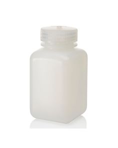 Thermo Scientific 2114-0008 Nalgene Square Wide-Mouth HDPE Bottles with Closure, 250 mL - Translucent (Case of 72)