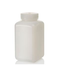 Thermo Scientific 312114-0032 Nalgene Square Wide-Mouth HDPE Bottles with Closure: Bulk Pack, 1 L - Natural (Case of 50)