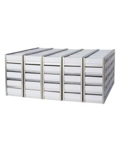 Thermo Scientific RSK500SD4 Shelf Kit for 500 box upright 4 inner door freers, consists of 5-2 inch box sliding drawer racks and 125 boxes with 100 cell dividers