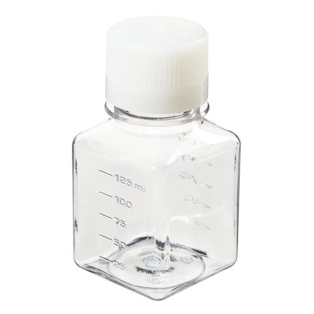 Nalgene™ Square PET Media Bottles with Closure: Sterile, Shrink-Wrapped Trays