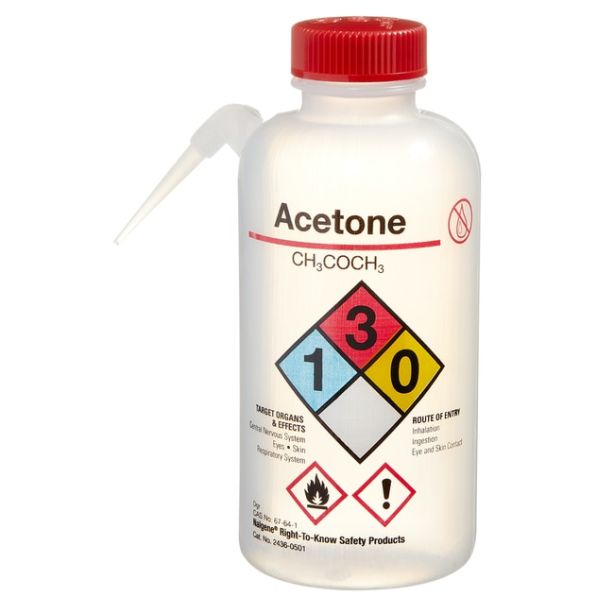 Nalgene™ Vented Unitary Right-to-Know LDPE Wash Bottles
