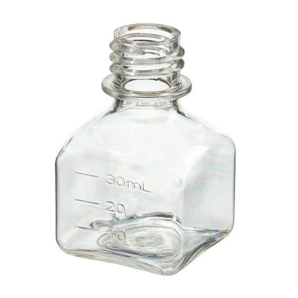 Nalgene™ PETG Square Media Bottles without Closure: Sterile, Shrink-Wrapped Trays