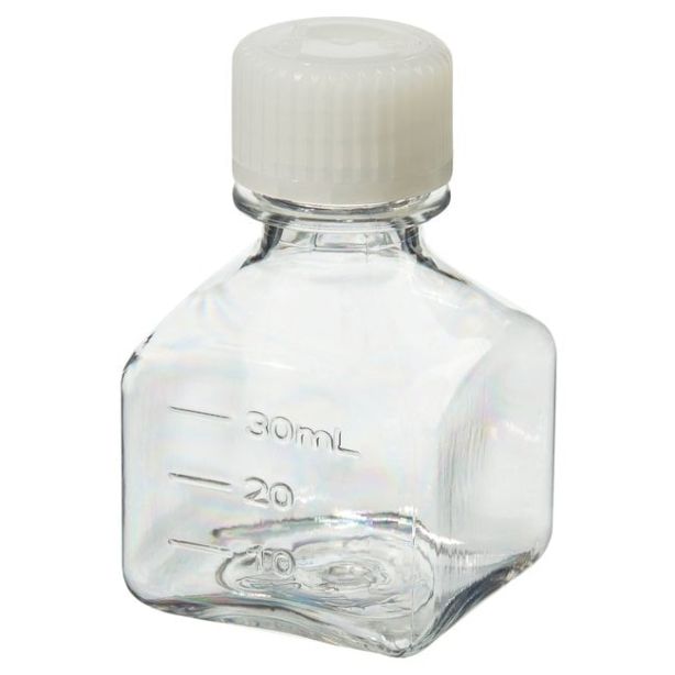 Nalgene™ Square PETG Media Bottles with Closure: Sterile, Shrink-Wrapped Trays