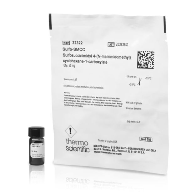 Sulfo-SMCC (sulfosuccinimidyl 4-(N-maleimidomethyl)cyclohexane-1-carboxylate), 50 mg