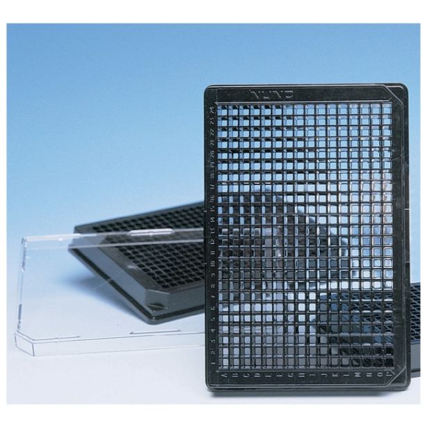 384 Well Black Plate, Optically Clear Polymer Bottom, Pack of 10