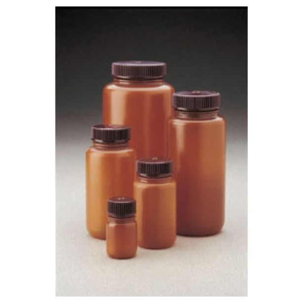 Nalgene™ Wide-Mouth Translucent Amber HDPE Packaging Bottles with Closure: Bulk Pack