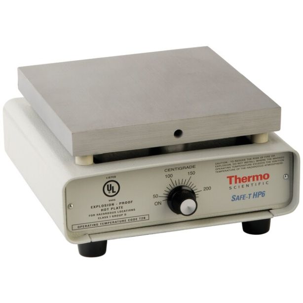 Explosion-Proof SAFE-T HP6 Hot Plate, 22°C to 38°C, Aluminum