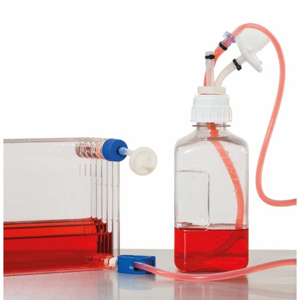Nalgene™ Top Works™ Platinum-cured Silicone, Polypropylene, Pre-assembled Closure with 1/4 in. MPC connector, dip tube and 0.2 micron vent filter