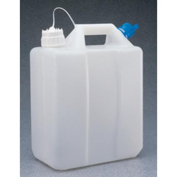 Nalgene™ HDPE, Jerry Can with Tethered Polypropylene Closure (Double Port)